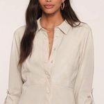 Heartloom  Faux Leather Cream Top Size XS with Lace up Back NWT Photo 0