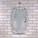 One Teaspoon Free Love Denim Distressed Pencil Skirt in Salty Wash Size 25 Photo 4