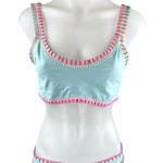 Platinum Women's Multicolor Crochet Trim Two Piece Sleeveless Bikini Swimwear L Blue Size L Photo 0