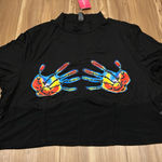 SheIn Black Crop Tee with Vibrant Handprint Design NWT Size 4XL Photo 0
