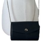 Black Silver Crossbody Chain Link Shoulder Strap Snap Closure Vegan Small Mini Photo 0