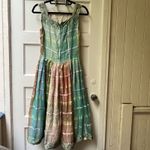 Handmade Vtg Multicolor Plaid Bohemian Maxi Dress XS Celestial Zodiac Hippie Silky Indian Photo 1