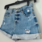 DAZE Dads Girl Eco Distressed Cuffed Mom Shorts Blue Size 26 Photo 4