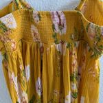 Free People  Baby Doll Hi-Low Floral Tunic Boho Mustard Gold Yellow Small Photo 7