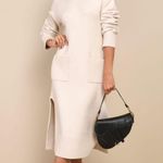 Lulus | Cozy Cream Long Sleeve Turtleneck Midi Knit Sweater Dress w/ Slit NWT Photo 1