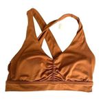 Aerie OFFLINE By Real Me Ruched Sports Bra Rust Orange Criss Cross Back Size S Photo 2