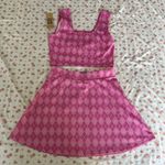 MADDEN NYC crop rhombus tank top and skirt with chain Pink Size M Photo 3
