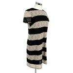 Maggy London Lace Striped Shift Short Sleeve Dress Black Ivory Cream Size 10 Photo 4