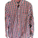 IZOD  long sleeved blue and red plaid button down shirt men’s large Photo 0