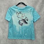 Blue Reindeer Moose Christmas Holoday Festive Print Tshirt Top Small Photo 0