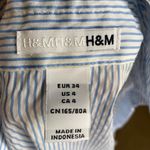 H&M Vintage  stretchy size 4 button down striped dress shirt blouse white blue Photo 2