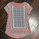 Lucky Brand Tee shirt boho print indie hippie casual California cotton short sleeve Photo 0