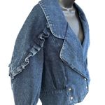 Korean Fashion Denim Ruffle Jacket Sz M 100% Cotton Western‎ Equestrian Blue Size M Photo 1