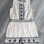 Loft Petites Beige Linen Romper with Black Floral Embroidery 6P NEW Photo 0