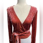 We Are HAH  Top Notch Long Sleeve Velvet Wrap Top Pink Size Medium NWT Photo 3