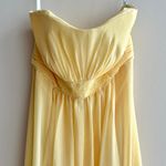 David's Bridal David’s Bridal Strapless Crinkle Chiffon Dress Godets, Style#F14865-ButterYellow Photo 3