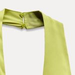 ZARA  jumpsuit wide leg halter neck olive green satin wedding evening formal Photo 10