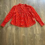 Free People Flowers In December Blouse Top Women's S Red boho Cottagecore sheer Photo 10