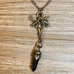 Fairy crystal earring & necklace set silver tone whimsical black & clear crystal Photo 4