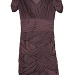 Halston Heritage Ruched Deep V Bodycon Dress Plum Purple | Size Small Photo 1
