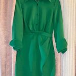 Boohoo NWT  Size 4 Sandro Green Notched Collar 3/4 Long Sleeve Shirt Dress Photo 0