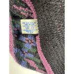 VTG Hansen Zwicker Knitting Mills Knit Scarf Black Colorful Tulips 62"x8" (b22) Photo 2