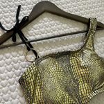NWT DAHLA Women One Piece Snakeskin Print Swimwear Sexy Cut Out One Shoulder S Gold Photo 2