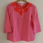 Lilly Pulitzer NWT  Elyn Beaded 3/4 Sleeve Linen Top Women's 00 Photo 4