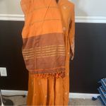 Pakistani Indian Festive Party Dress orange Floral Print 2 piece with Dupatta Size 10 Photo 8