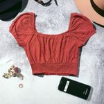 Hollister Crop Top Blouse Size Medium.  Puffy Sleeve Eyelet Pink! Photo 1