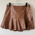 The Impeccable Pig  Faux Leather Brown Mini Skirt Photo 0