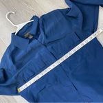 Classiques Silk Shirt button up pleat back womens Navy Blue (small) vintage chic Photo 2