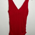 CAbi  red tank top v-neck & back rouched sides womens size medium business casual Photo 3