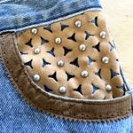 VTG Opal By Lorraine Wardy High Waisted Jeans Floral Leather Cotton Pocket 12 32 Blue Photo 1