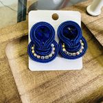 Handmade  Dark Blue Earrings Soutache handcrafted Unique Photo 3