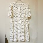 A New Day  Black and White Puff Sleeve Mini Wrap Dress 2X Photo 5
