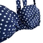 Lands' End  Navy White Polka Dot Nylon Underwire Padded Halter Bikini Top 12 DD Photo 2