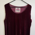 Johnny Was Floral Embroidered Dress Womens Burgundy Tank Midi Sleeveless Velvet Photo 1