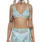Dolls Kill Aquatic Aura Crochet Bra top and Mini skirt set size XS Photo 0