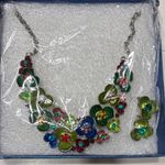 NWT Floral Multicolor Necklace and Earring Set Green Photo 0