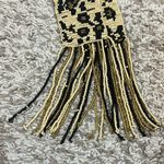 Heavy Fully Beaded Cheetah Printed Belt with Beaded Tassels Black Photo 3
