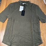 Articles of Society  NWT olive green mock neck pocket front short sleeve Small Photo 1
