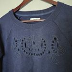 Madewell Sweatshirt Crewneck Embroidered Cutout Navy Blue Casual Neutral Comfy Photo 1