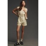 Anthropologie Womens Tan Neutral NWT $168 Pilcro Belted V Neck Zip Romper Sz XS Photo 2