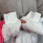 Color Block Fuzzy Quarter Zip Hoodie Sweatshirt Size Large Gray Photo 3