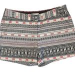 Artisan NY Tribal Print Cream & Black Midrise Cotton Blend Shorts Women's Size 8 Photo 0