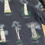 Art Unlimited Sportswear Sweater Adult M Blue Lighthouse Button Up USA Made Size M Photo 11