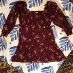Maurice's Burgundy Floral Top Photo 0