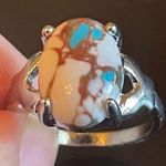 Mixed 3 color gemstone S925 silver ring size 7.5 Photo 4