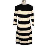 Pink Rose (M) Square Neck 1/2 Sleeve Sweater Dress Wide Stripe Two Pocket Photo 2